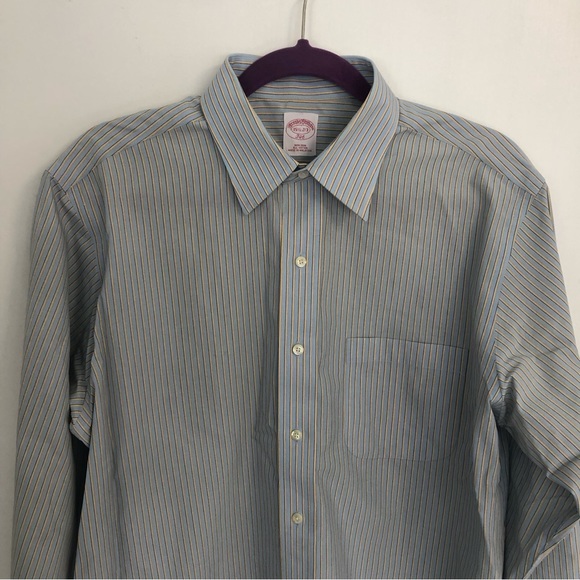 BROOKS BROTHERS 346 Men Striped Long Sleeve Button up Shirt Sz 15 1/2-2/3 - Picture 2 of 10